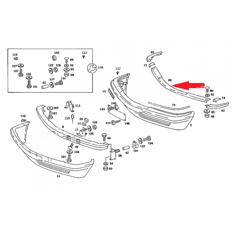 A1268853474 1268853474 MERCEDES W126 ÖN TAMPON NİKELAJI ORTA TARAF ORJİNAL